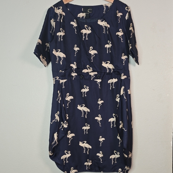 Just Cavalli Dresses & Skirts - Just Cavalli Swing Midi Dress Navy  100% Silk Short Sleeve Midi Dress Size Small